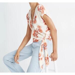 Madewell Sash-Tie Wrap Top in Dutch Dandelions